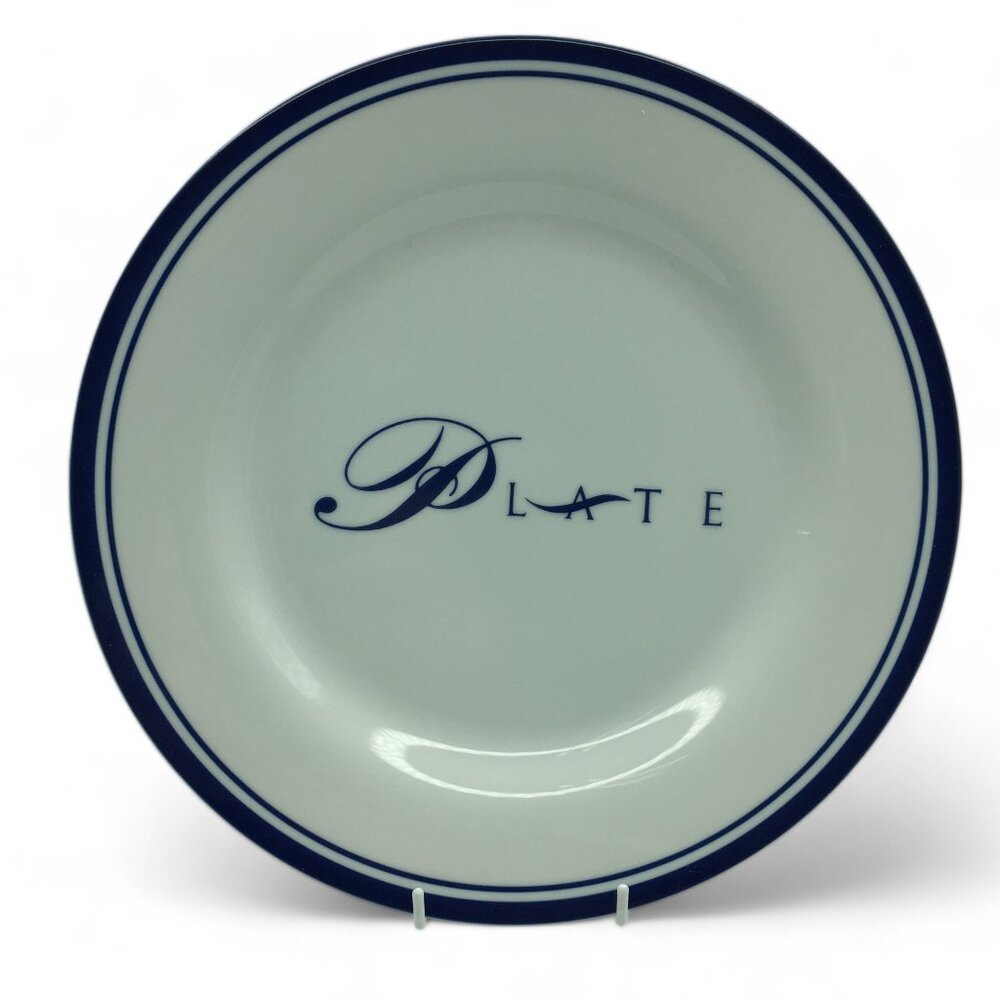 Pottery Barn PARAGRAPH White Cobalt Blue Band Dinner Platter/Chop Plate 12-1/4”
